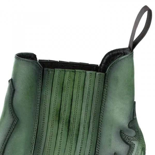 Women's Boots or Ankle Boots Handmade in Green Leather Urban 2487