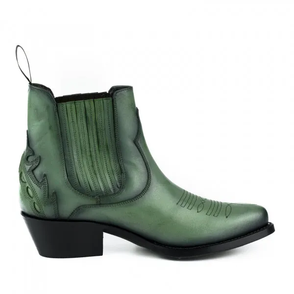 Women's Boots or Ankle Boots Handmade in Green Leather Urban 2487