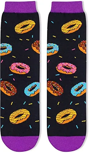 Women's Donut Socks, Donut Theme Socks, Donut Gifts, Gift Ideas For Wife Mom Grandma, Novelty Donut Lovers Gifts, If You Can Read This Socks, Food Socks