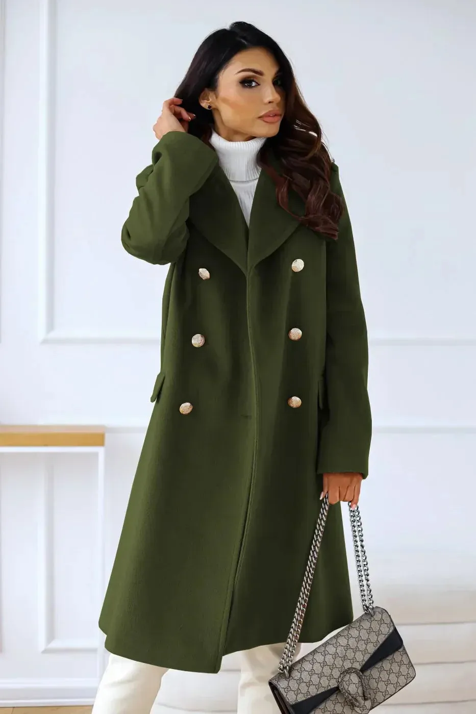 Women's Double Plaid Textured Winter Coat