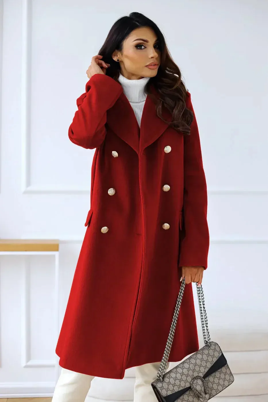 Women's Double Plaid Textured Winter Coat