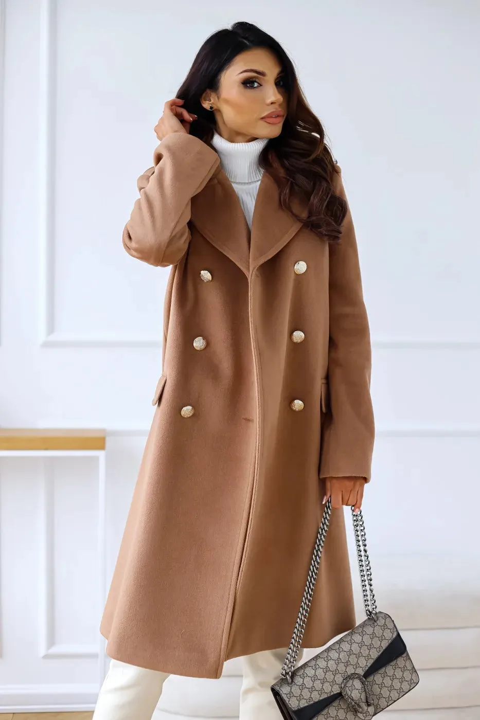 Women's Double Plaid Textured Winter Coat