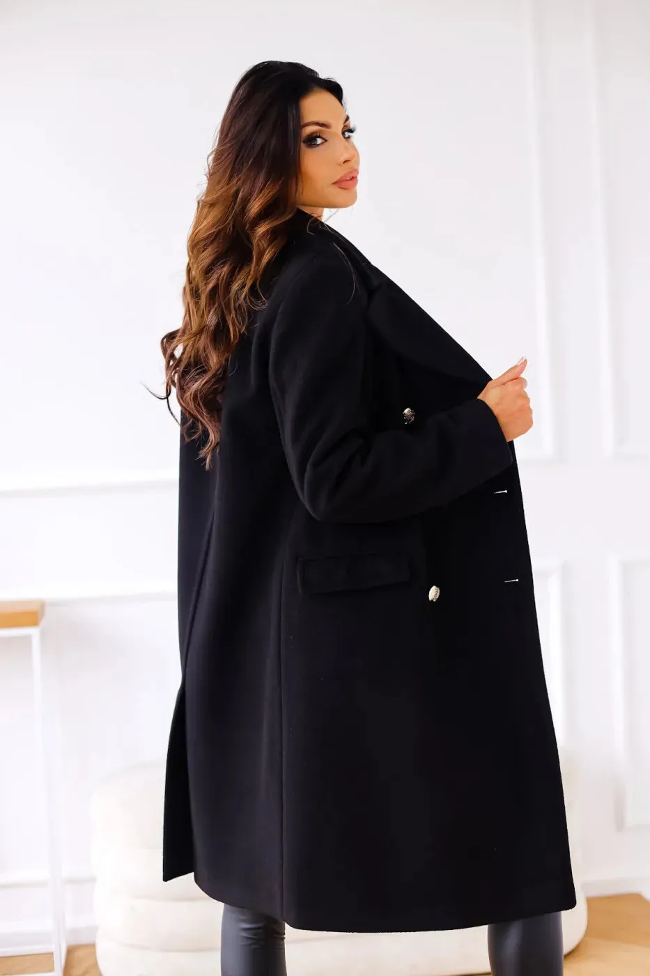 Women's Double Plaid Textured Winter Coat