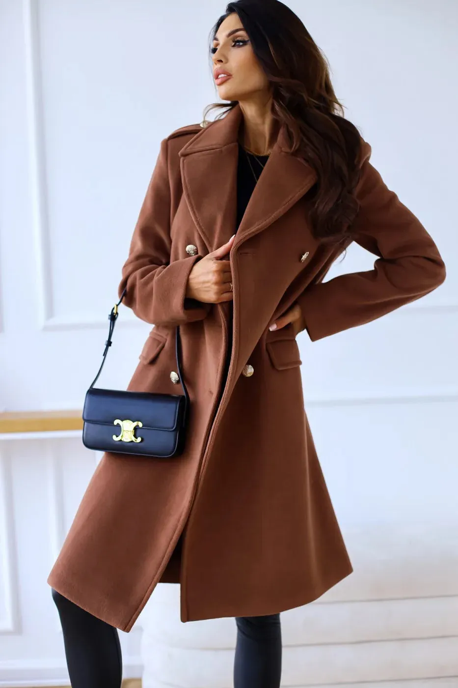 Women's Double Plaid Textured Winter Coat
