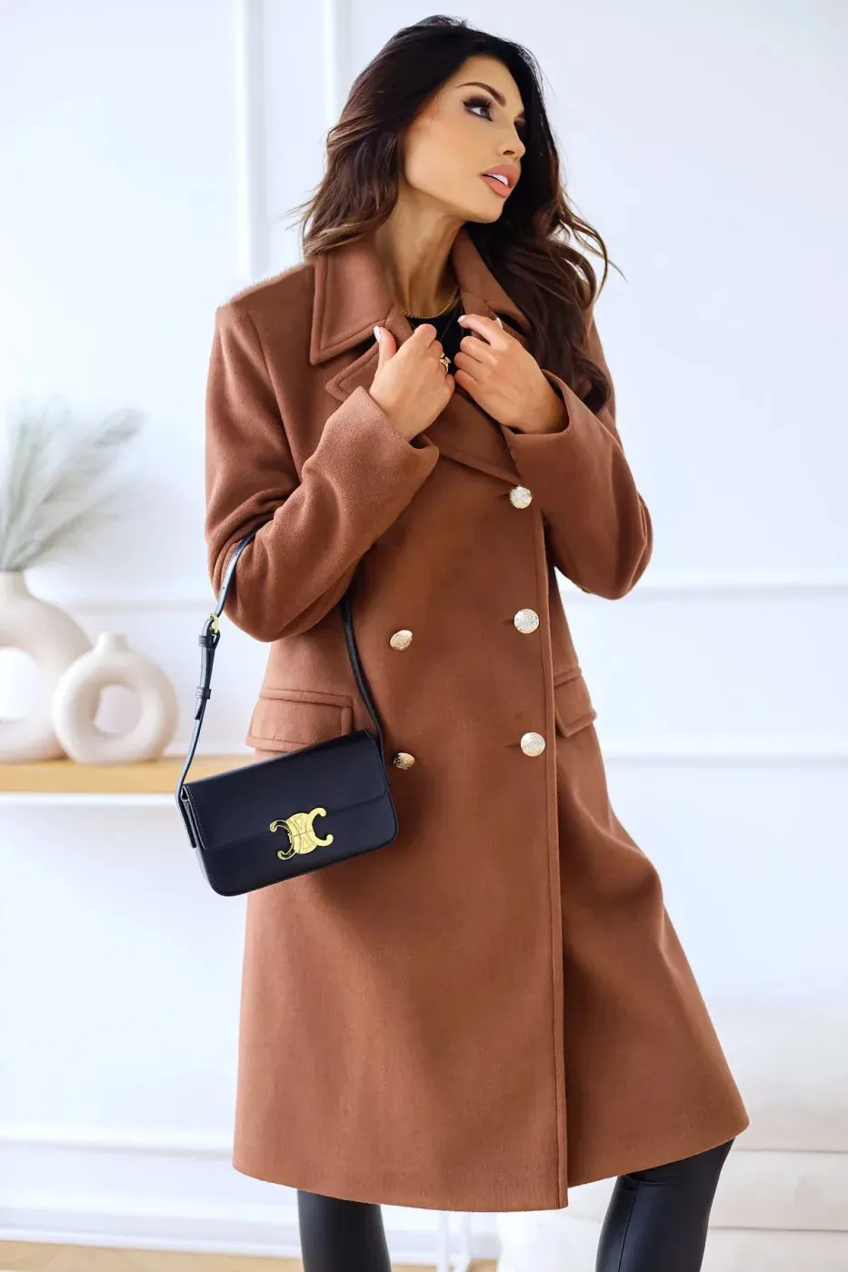 Women's Double Plaid Textured Winter Coat