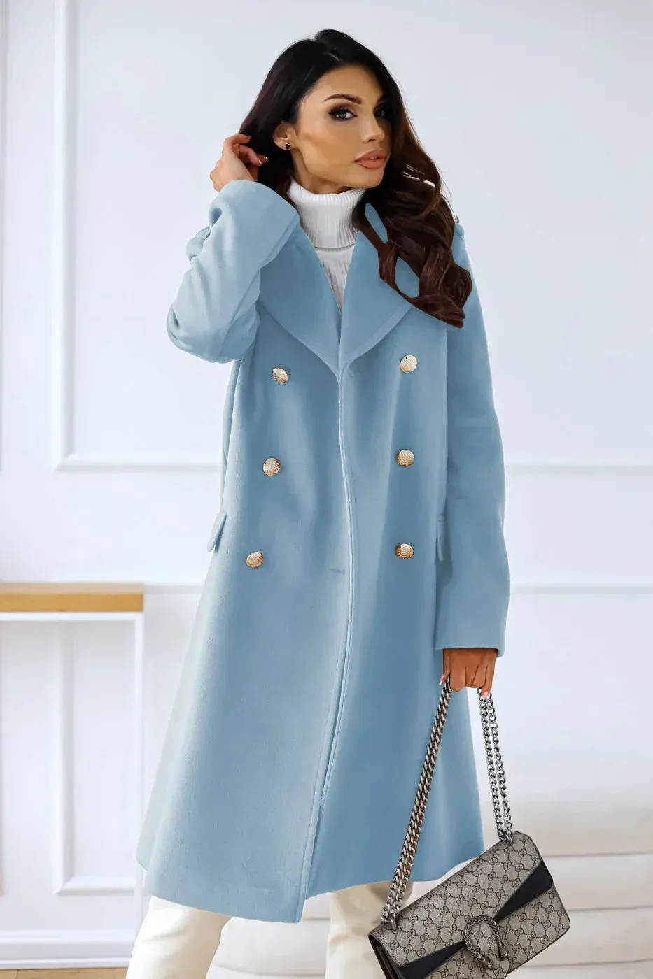 Women's Double Plaid Textured Winter Coat