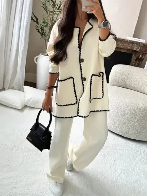 Women's Elegant Patchwork Jacket Boutique Fashion Long Sleeve With Pocket Chic & Classy Jacket Autumn Casual Office High Street Outerwear