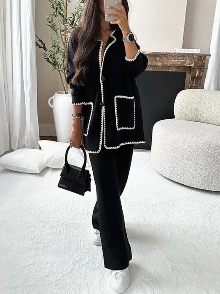 Women's Elegant Patchwork Jacket Boutique Fashion Long Sleeve With Pocket Chic & Classy Jacket Autumn Casual Office High Street Outerwear