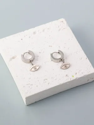 WOMEN'S FASHION BLACK & SILVER EVIL EYE EARRINGS