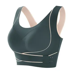 Women's Front Adjustable Buckle Sports Bra - Wireless Padded Gym Yoga Underwear