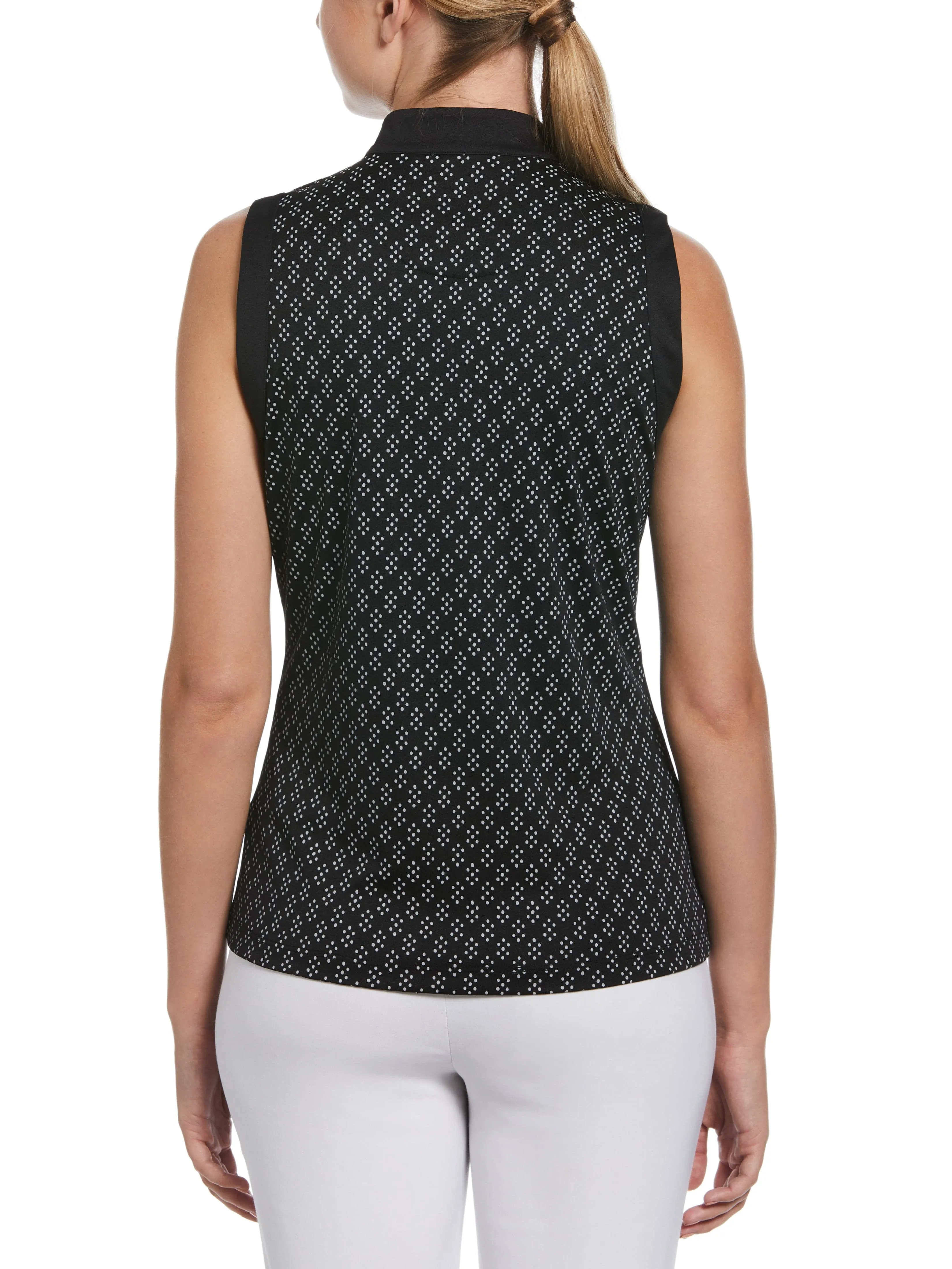 Women's Geo Print Golf Shirt with Mandarin Collar