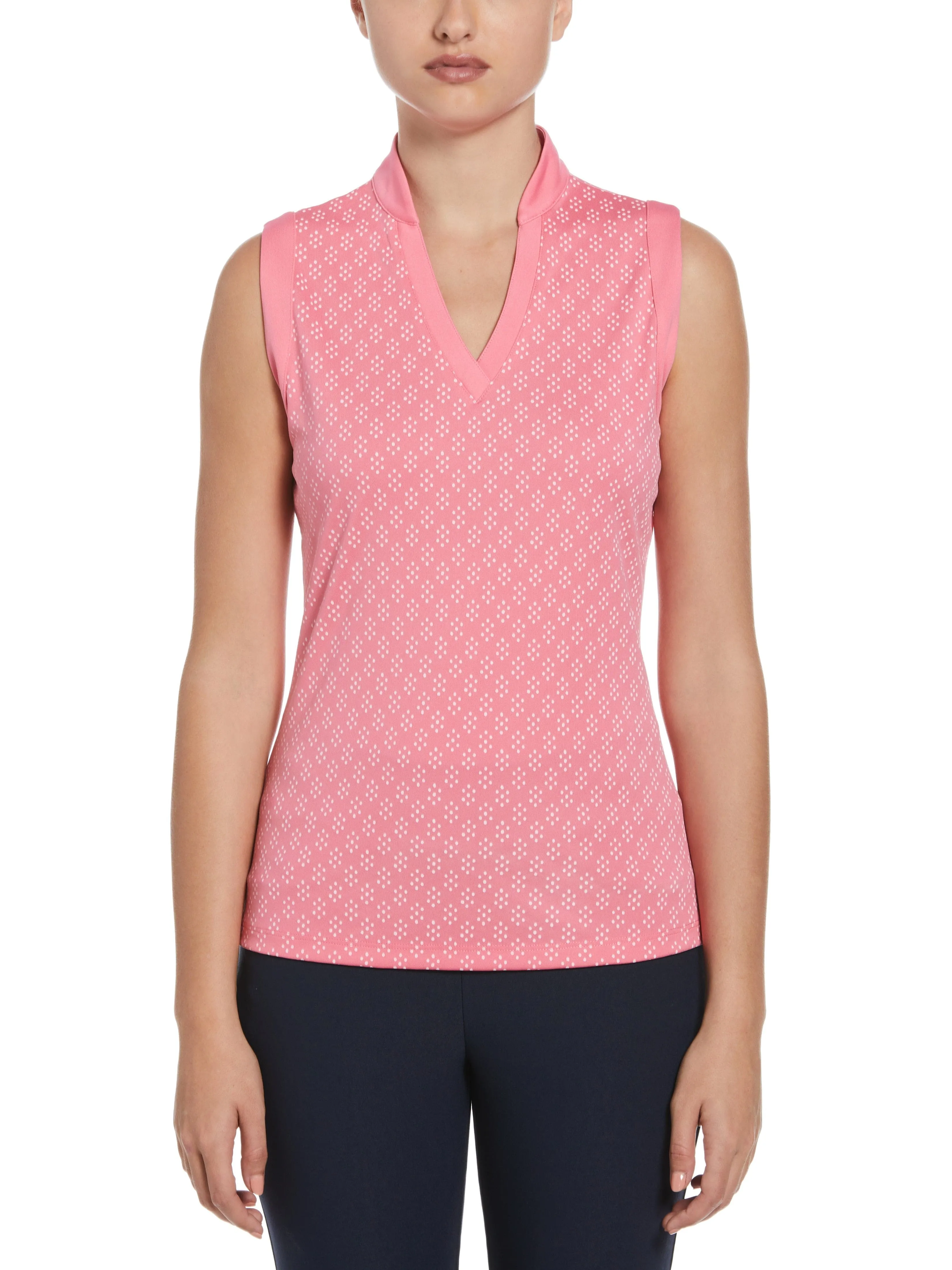 Women's Geo Print Golf Shirt with Mandarin Collar