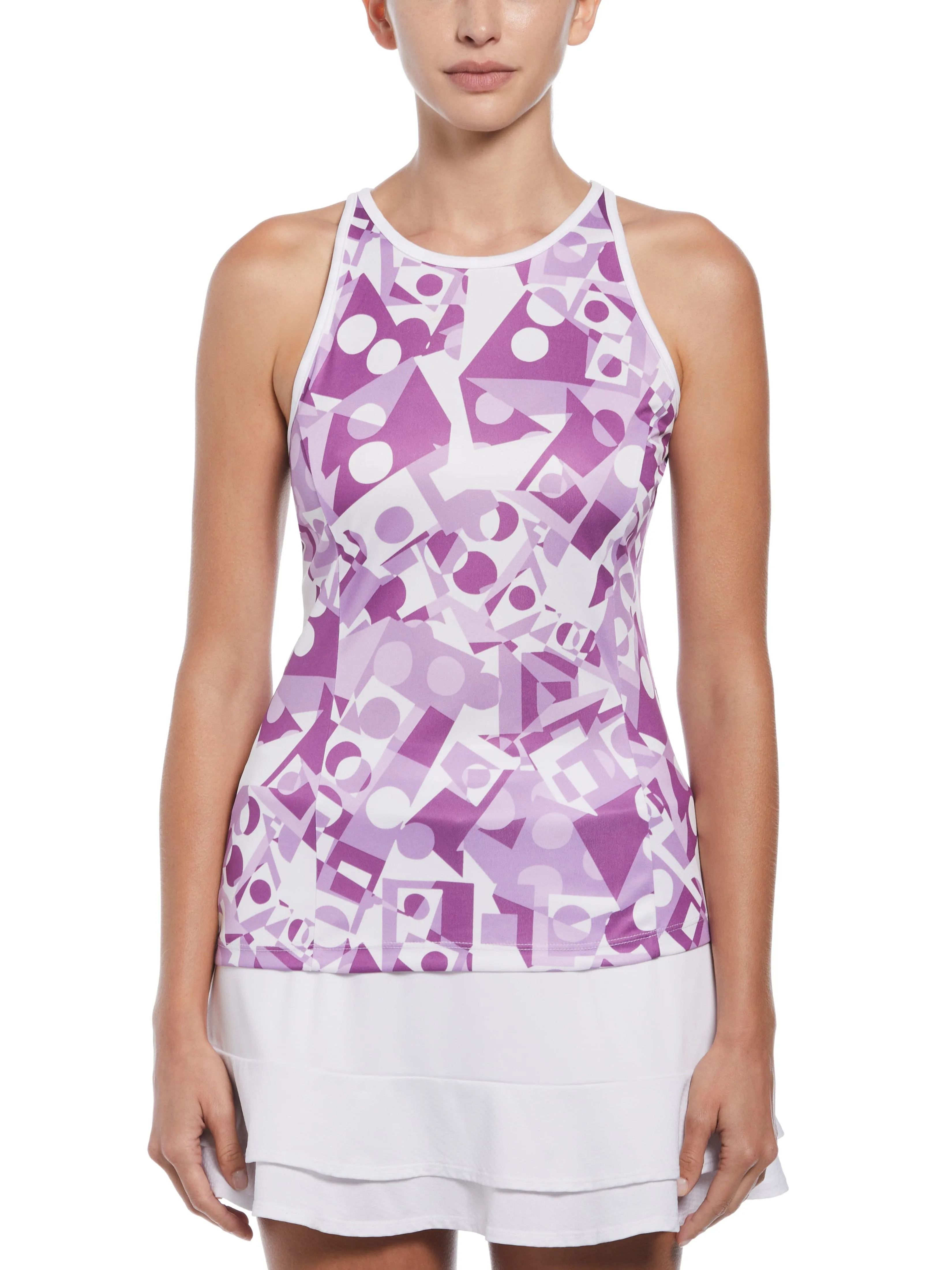 Women's Geo Printed Tennis Tank Top with Mesh Back