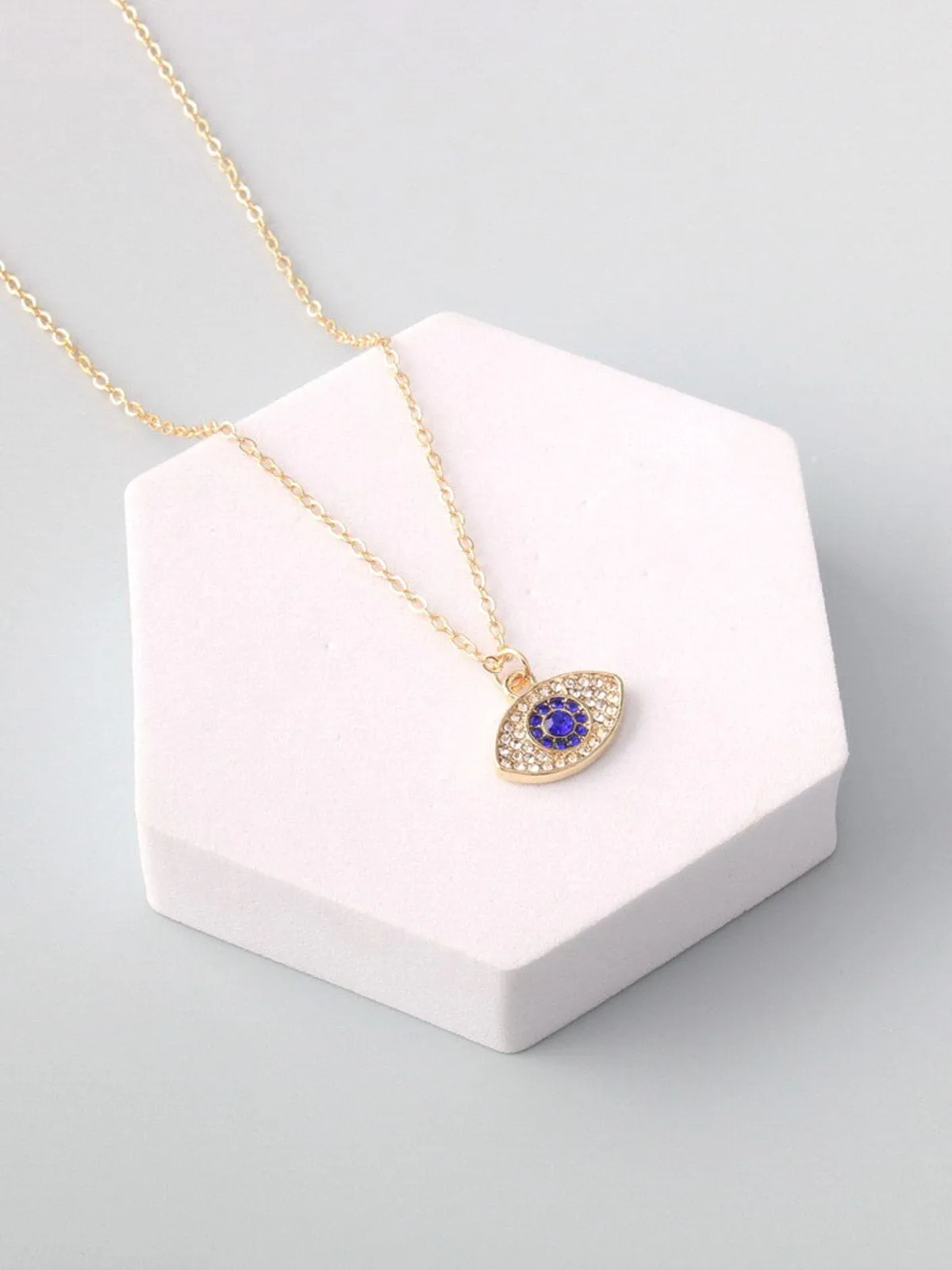 WOMEN'S GOLD & SILVER STONE EVIL EYE NECKLACE
