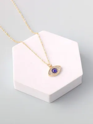 WOMEN'S GOLD & SILVER STONE EVIL EYE NECKLACE