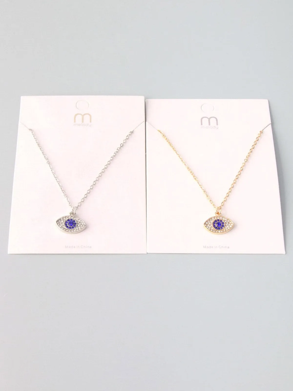 WOMEN'S GOLD & SILVER STONE EVIL EYE NECKLACE