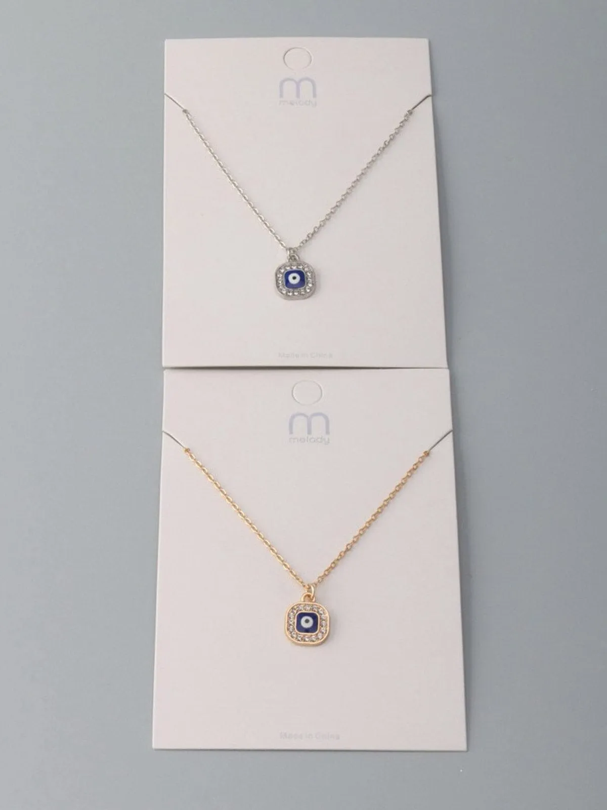 WOMEN'S GOLD & SILVER STONE EVIL EYE NECKLACE