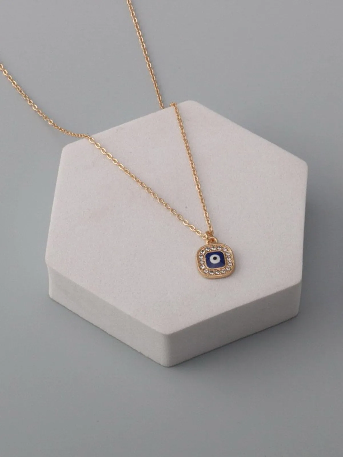 WOMEN'S GOLD & SILVER STONE EVIL EYE NECKLACE