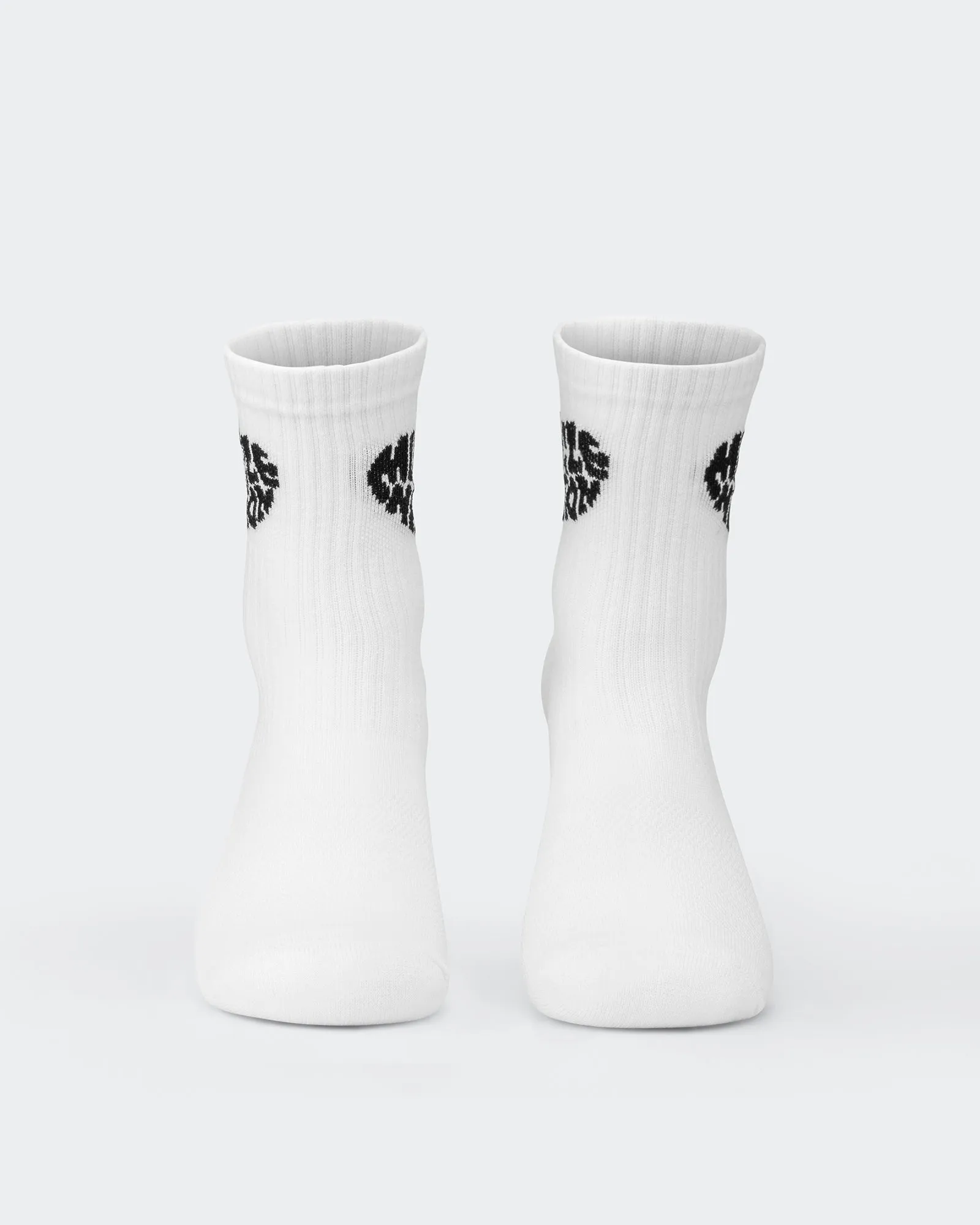 Womens Heart Crew Sock (2x Pack) - White/ Black