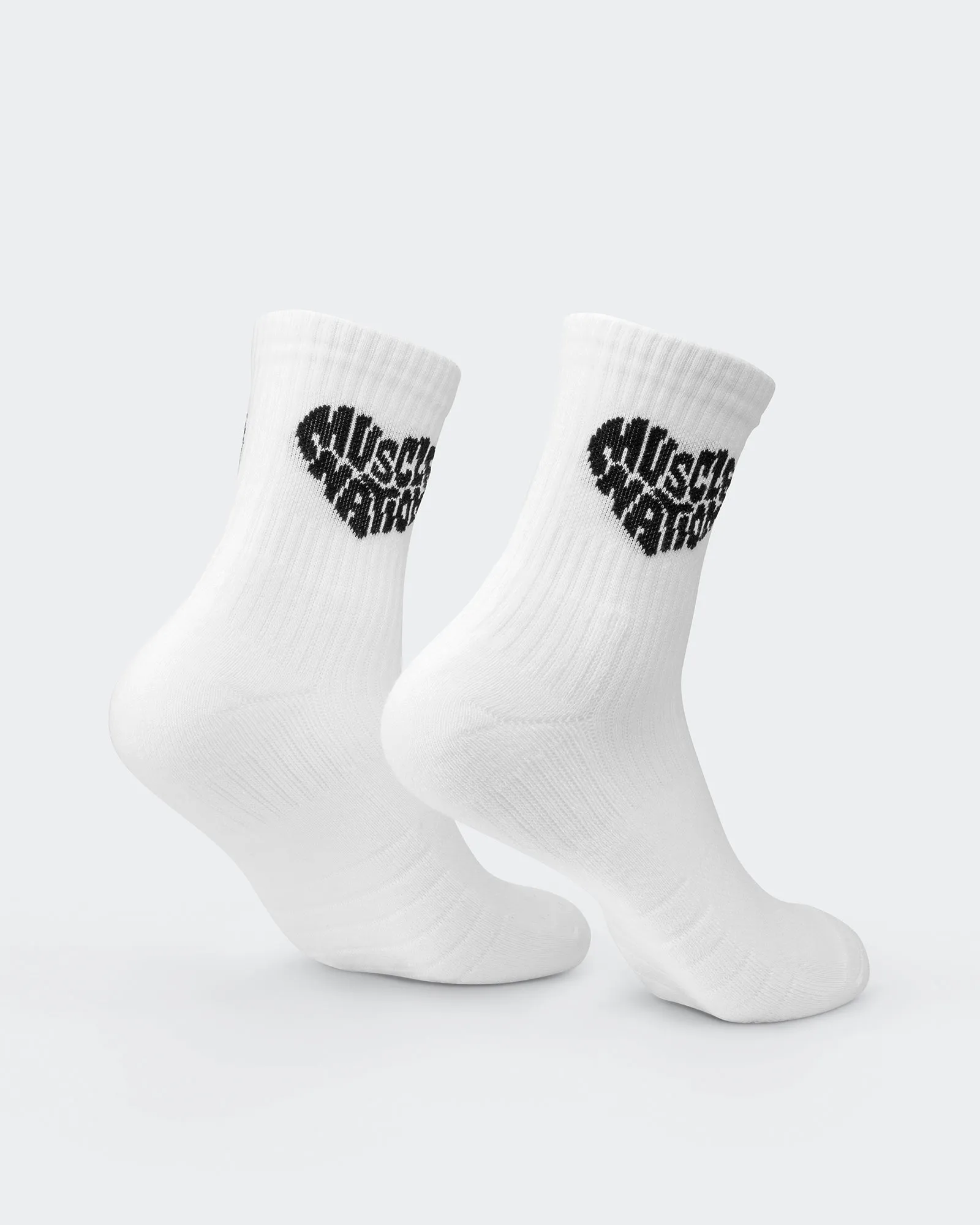 Womens Heart Crew Sock (2x Pack) - White/ Black