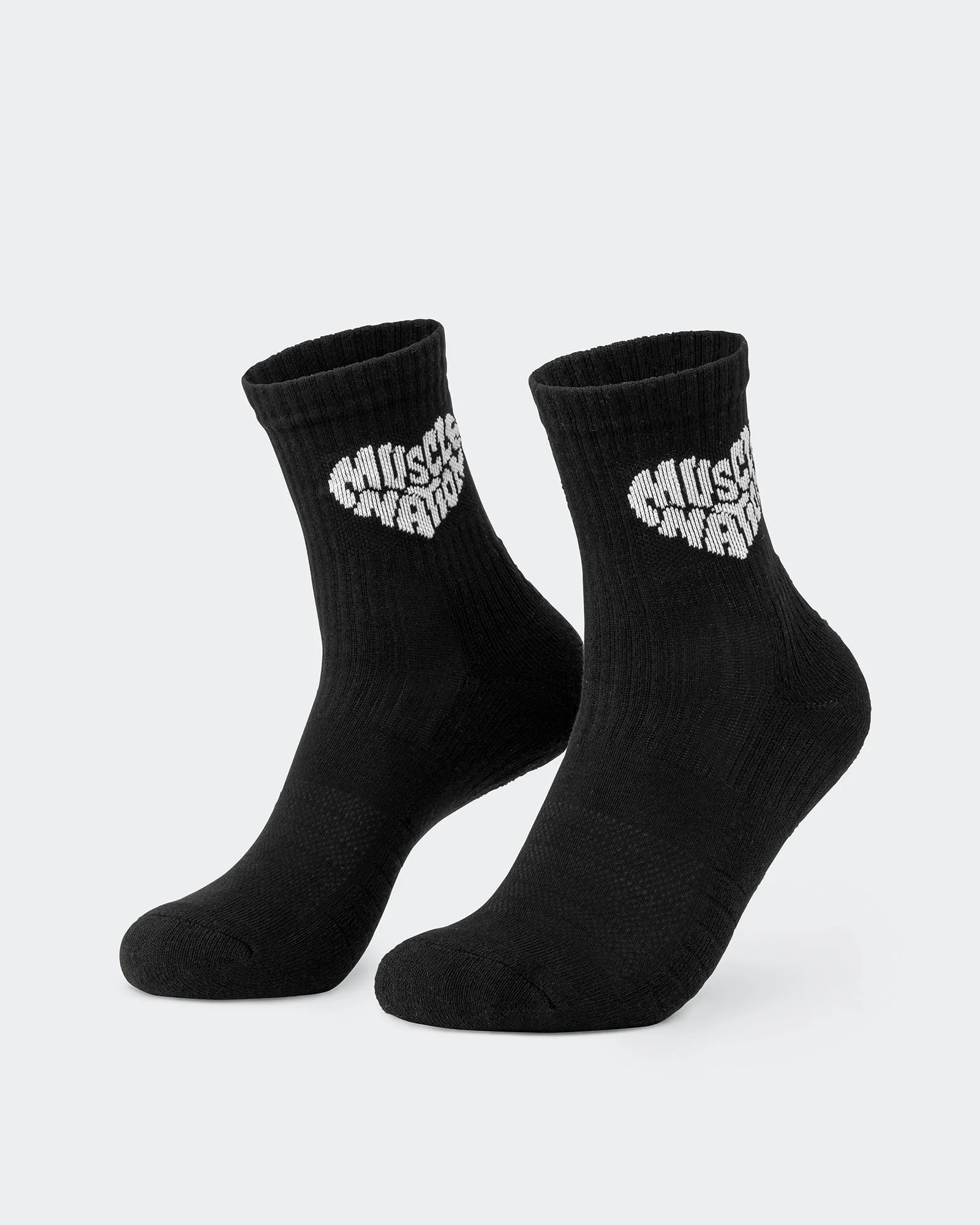 Womens Heart Crew Sock (2x Pack) - White/ Black