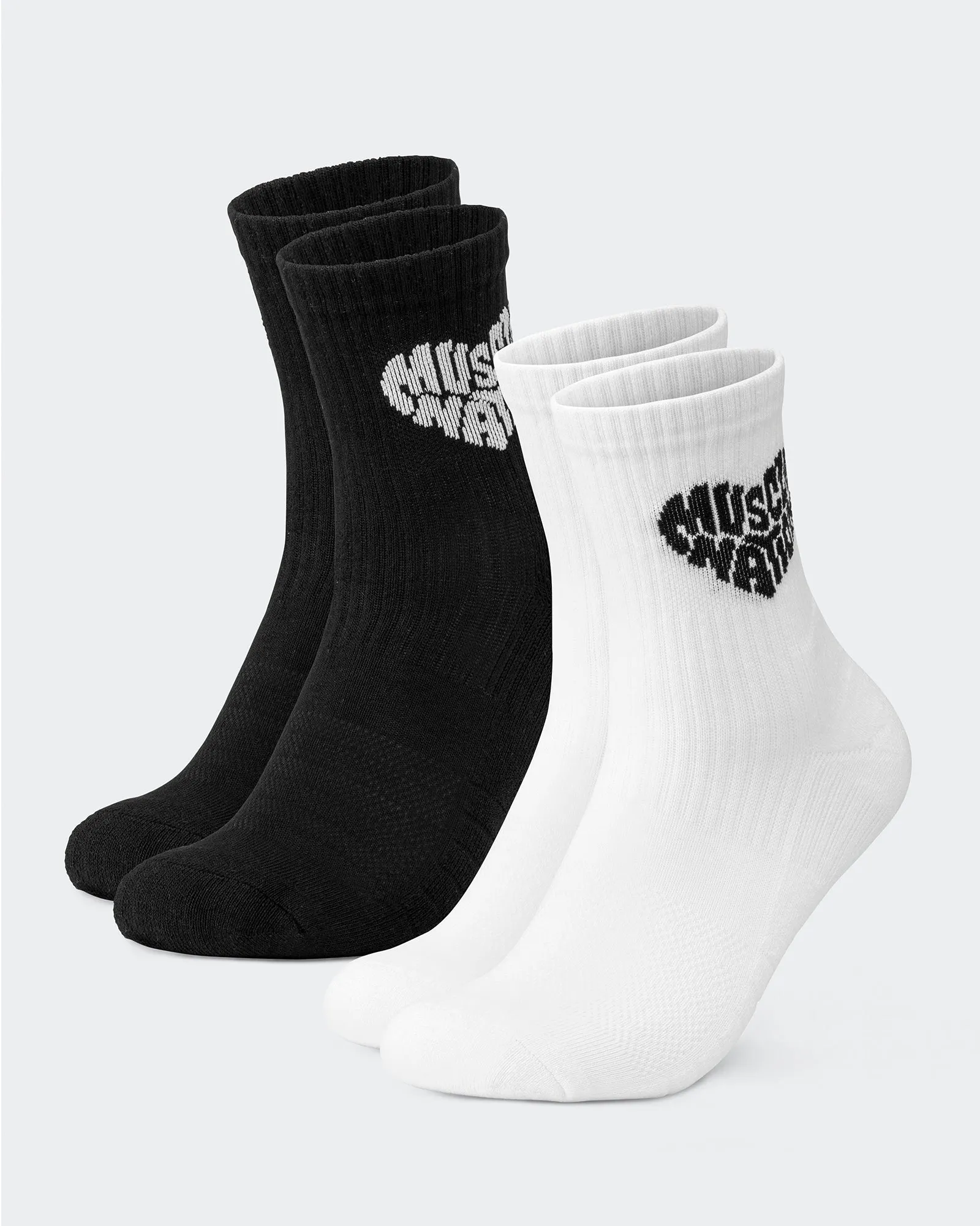 Womens Heart Crew Sock (2x Pack) - White/ Black