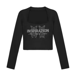 Women's Hot Girl Butterfly Print Long Sleeve