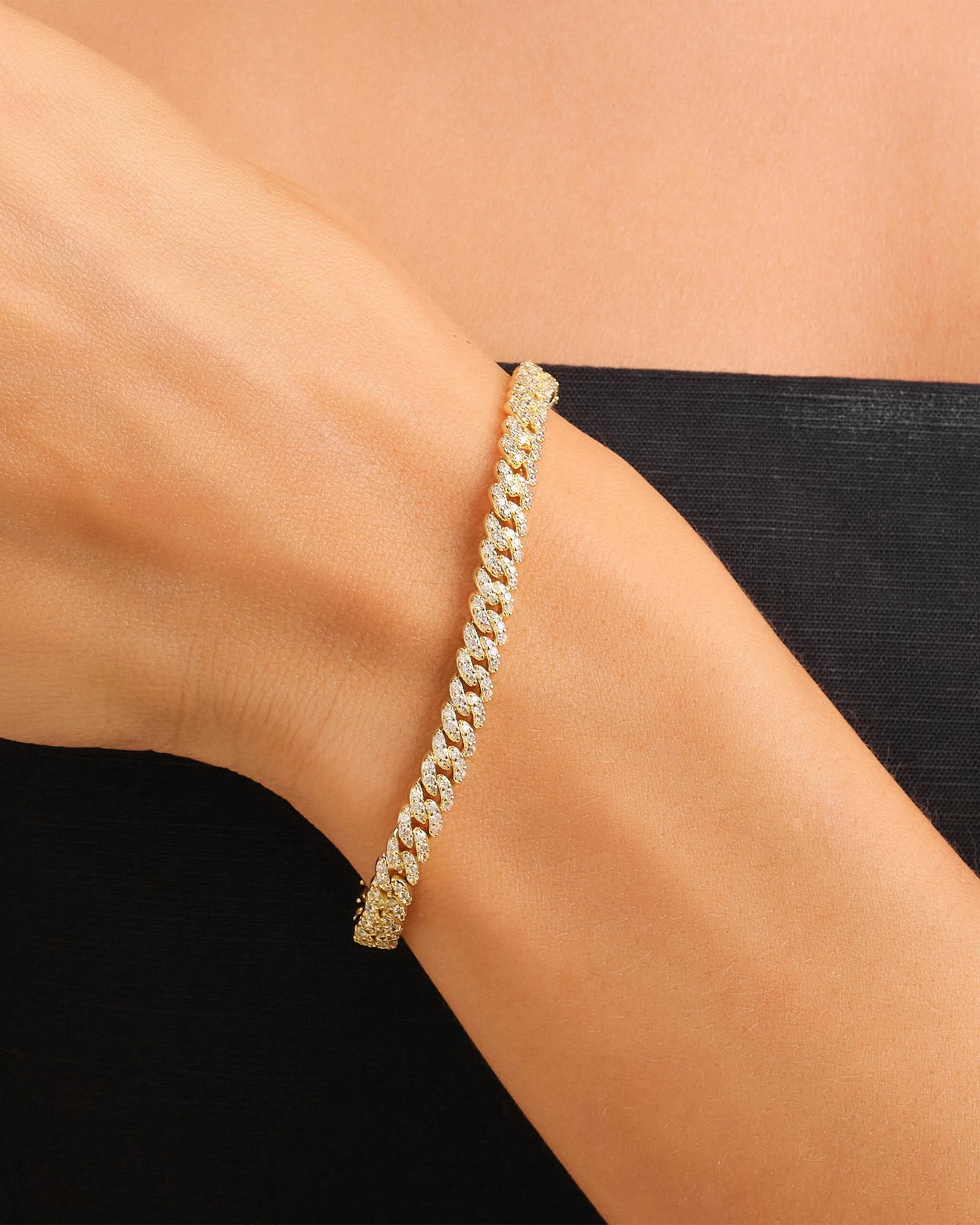 Women's Iced Out Cuban Link Bracelet - Gold