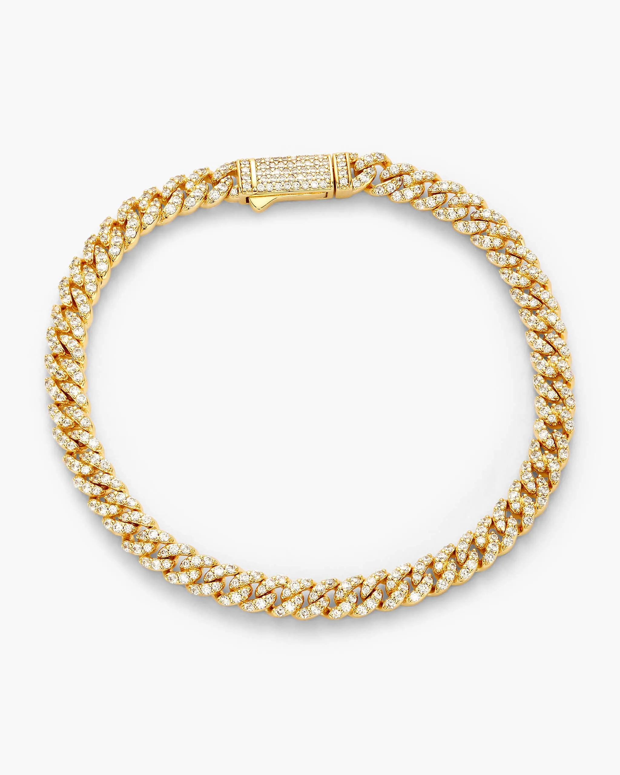 Women's Iced Out Cuban Link Bracelet - Gold