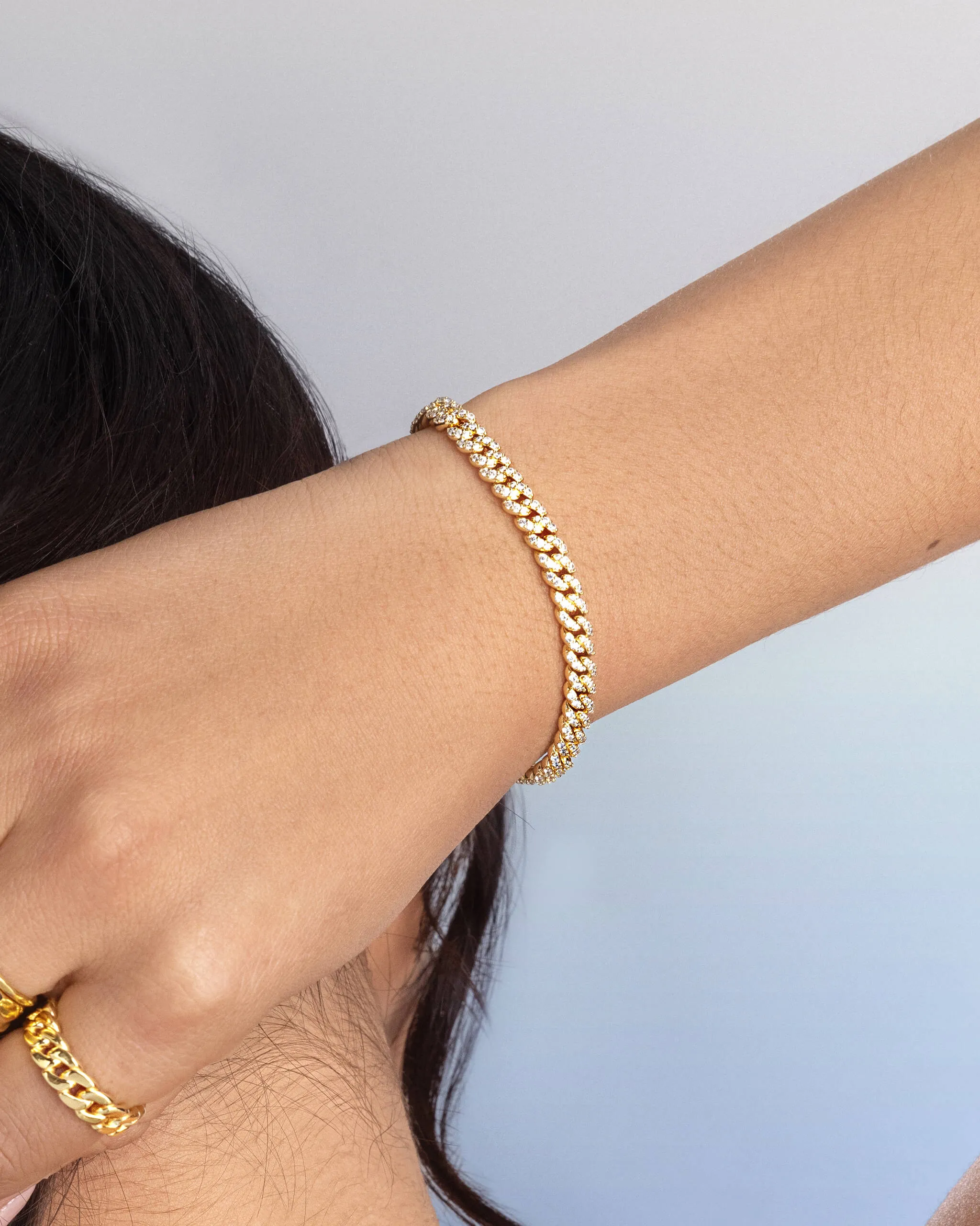 Women's Iced Out Cuban Link Bracelet - Gold