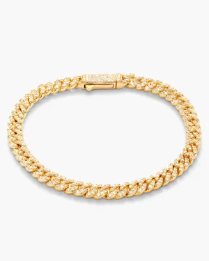 Women's Iced Out Cuban Link Bracelet - Gold