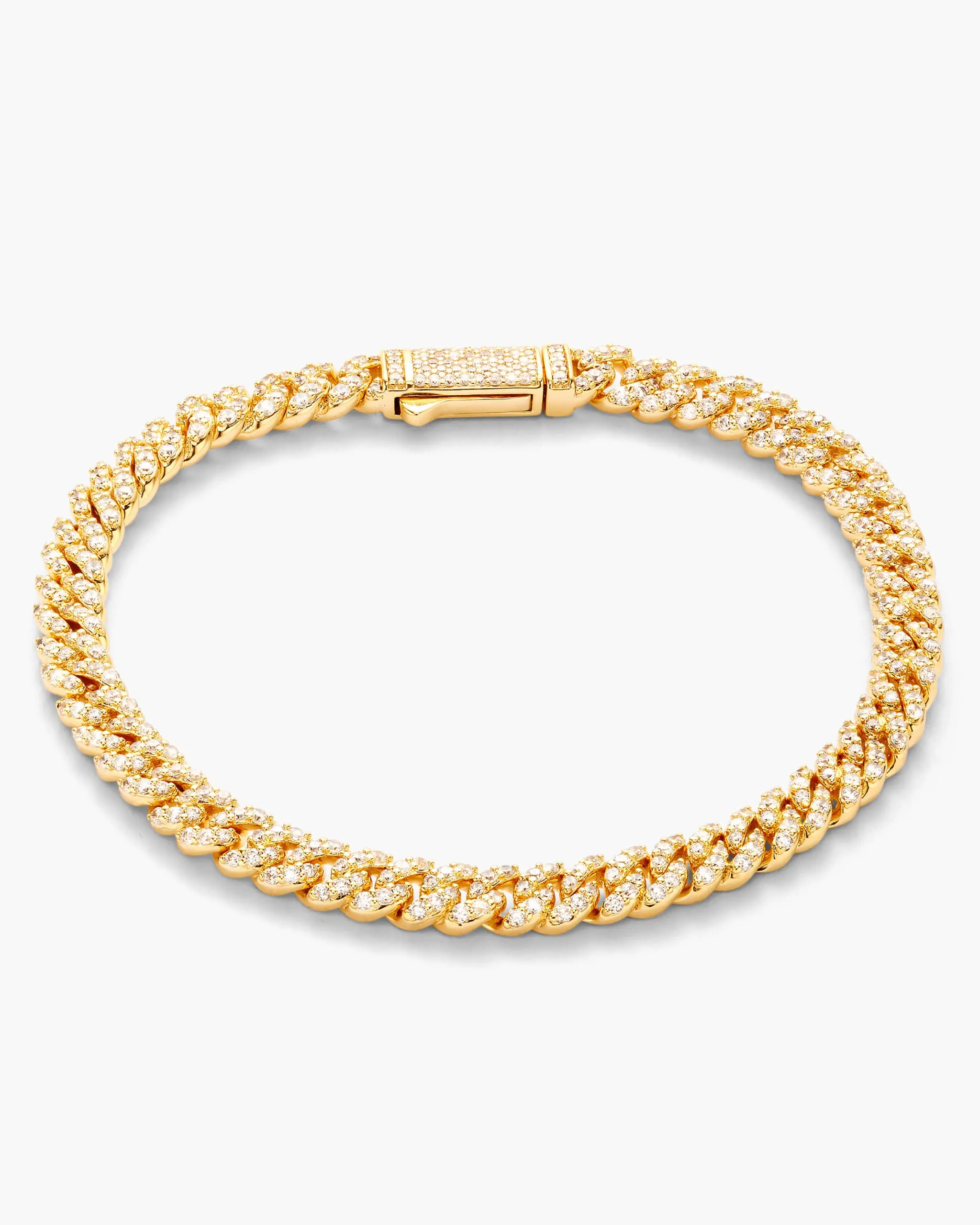 Women's Iced Out Cuban Link Bracelet - Gold