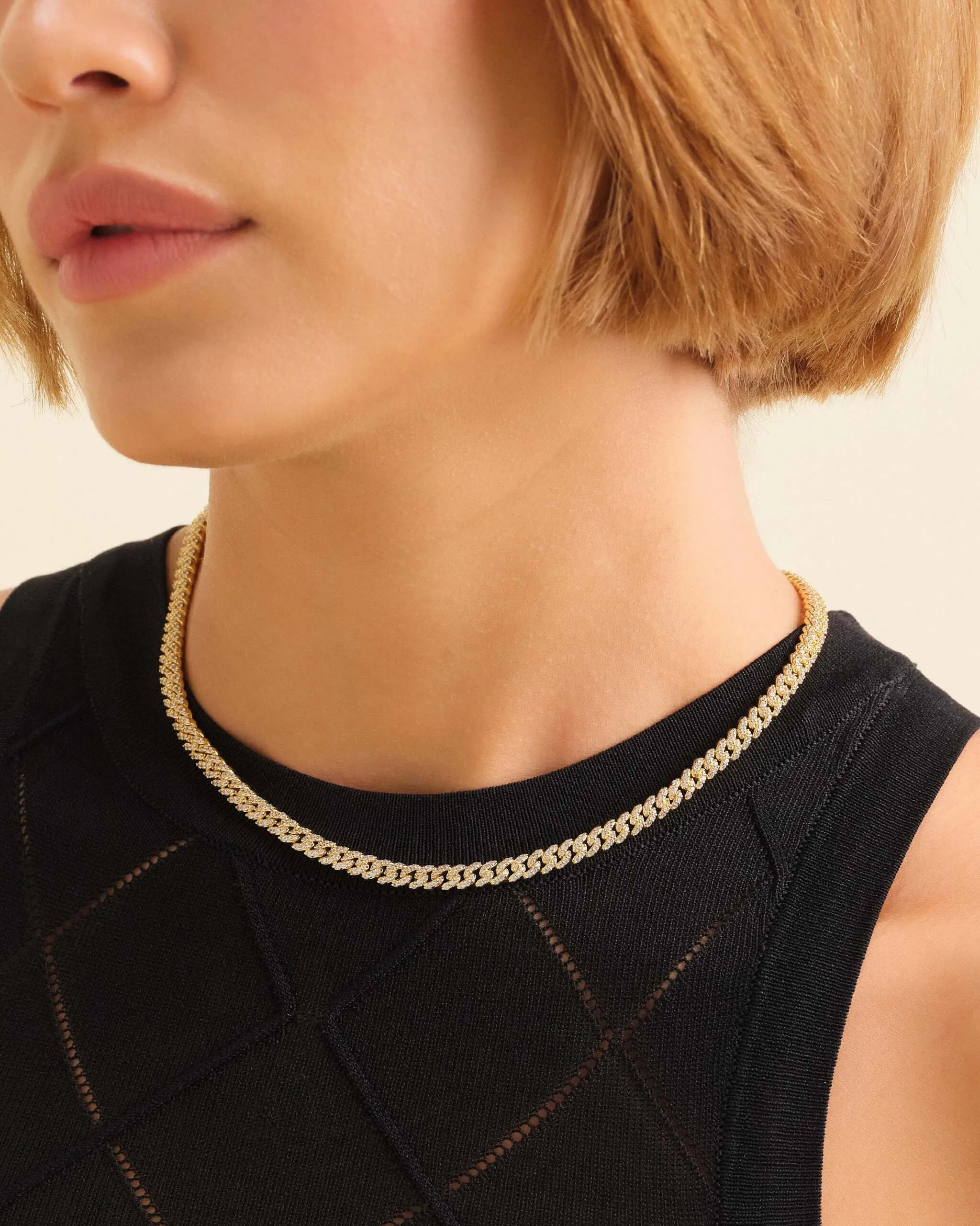 Women's Iced Out Cuban Link Chain - Gold