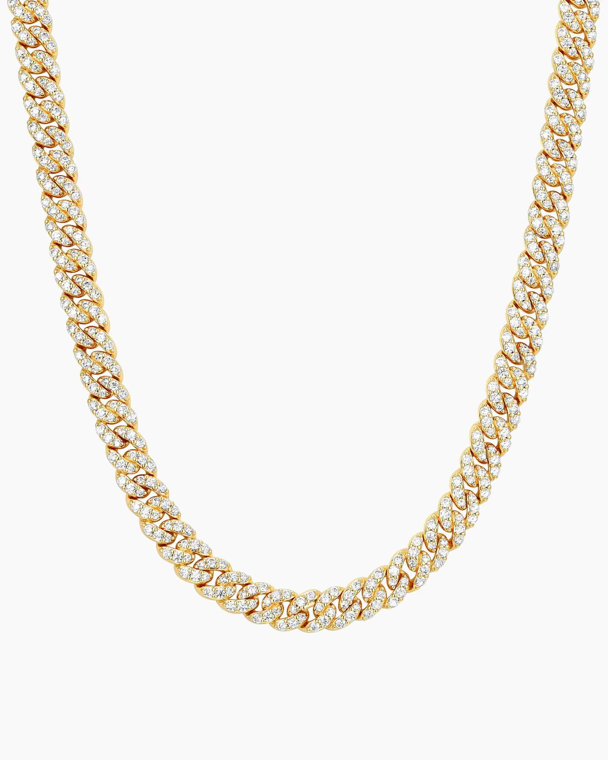 Women's Iced Out Cuban Link Chain - Gold