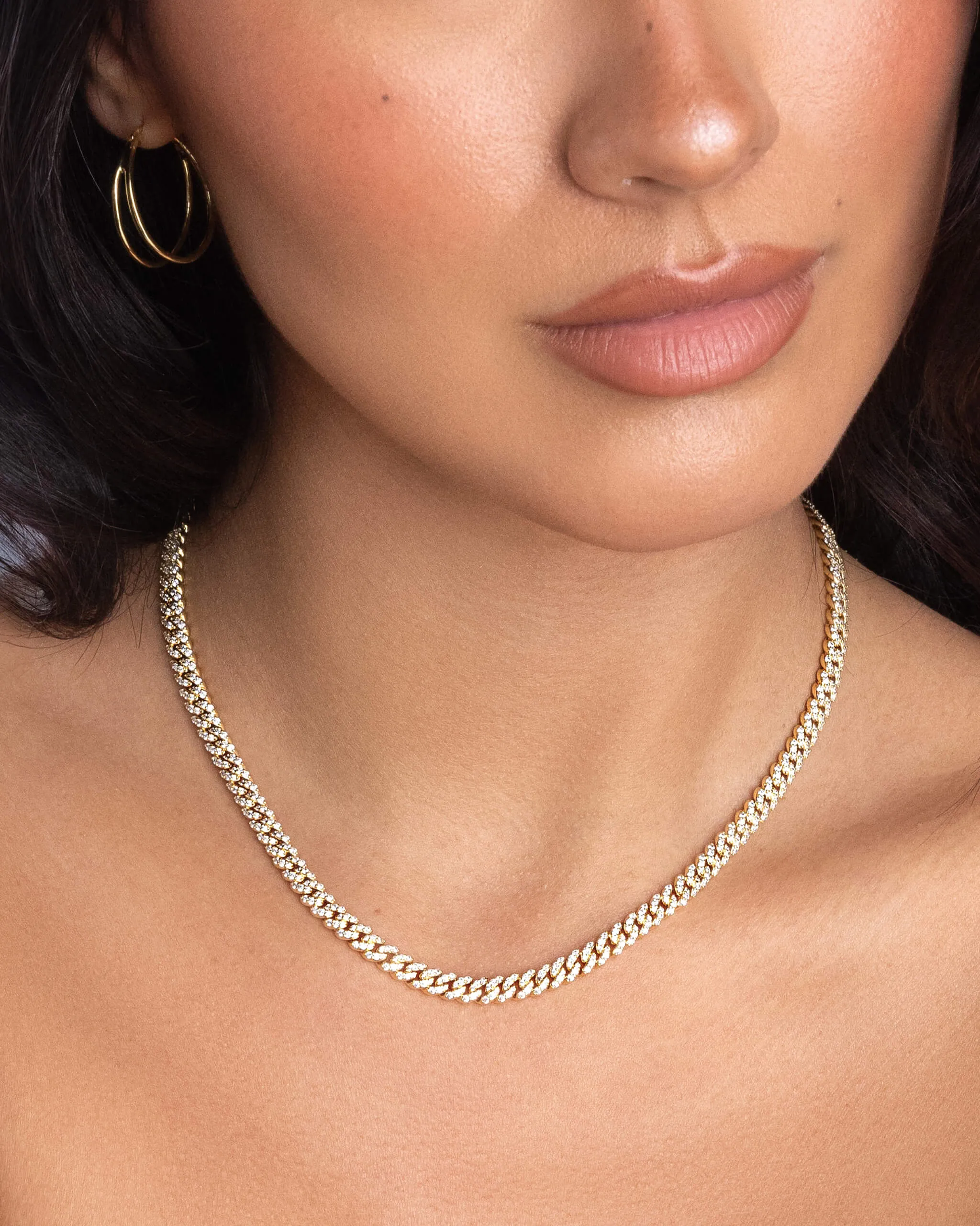 Women's Iced Out Cuban Link Chain - Gold