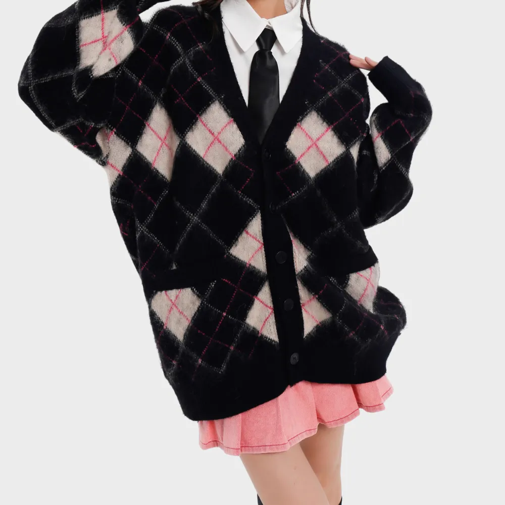 Women's Japanese Contrast Knitted Cardigan
