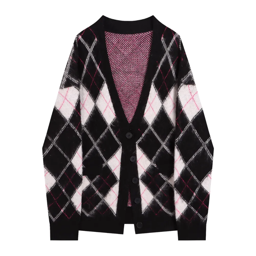 Women's Japanese Contrast Knitted Cardigan