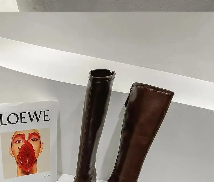 Women's Knee-High Winter Soft Leather High Heel Long Boots