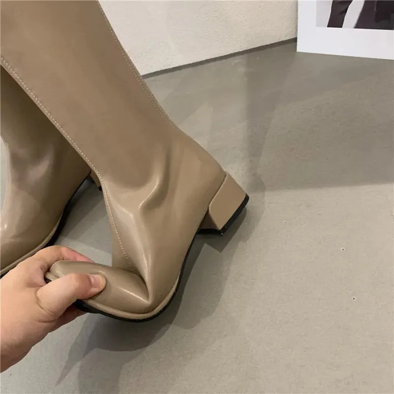 Women's Knee-High Winter Soft Leather High Heel Long Boots