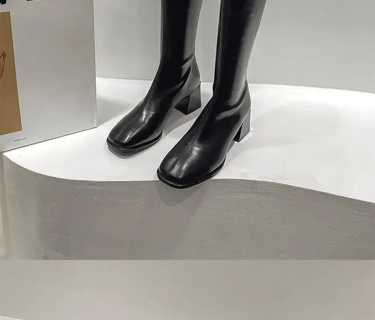 Women's Knee-High Winter Soft Leather High Heel Long Boots