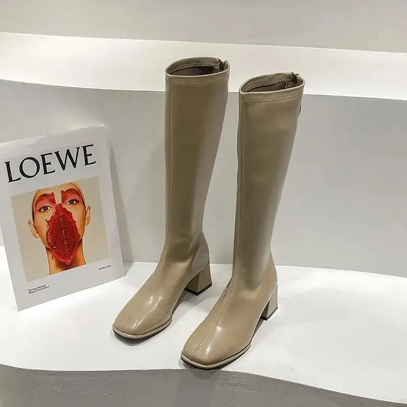 Women's Knee-High Winter Soft Leather High Heel Long Boots