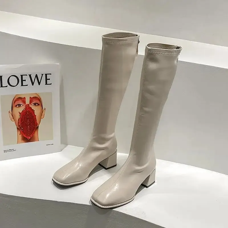 Women's Knee-High Winter Soft Leather High Heel Long Boots