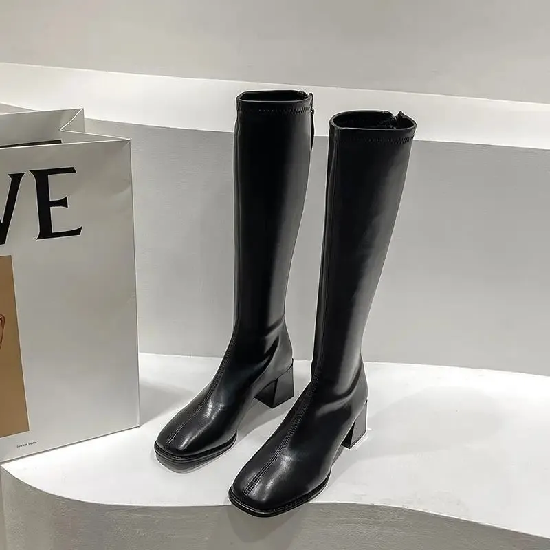 Women's Knee-High Winter Soft Leather High Heel Long Boots
