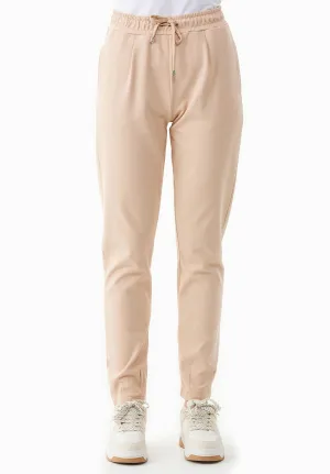 Women's Light Organic Cotton Interlock Sweatpants Soft Beige