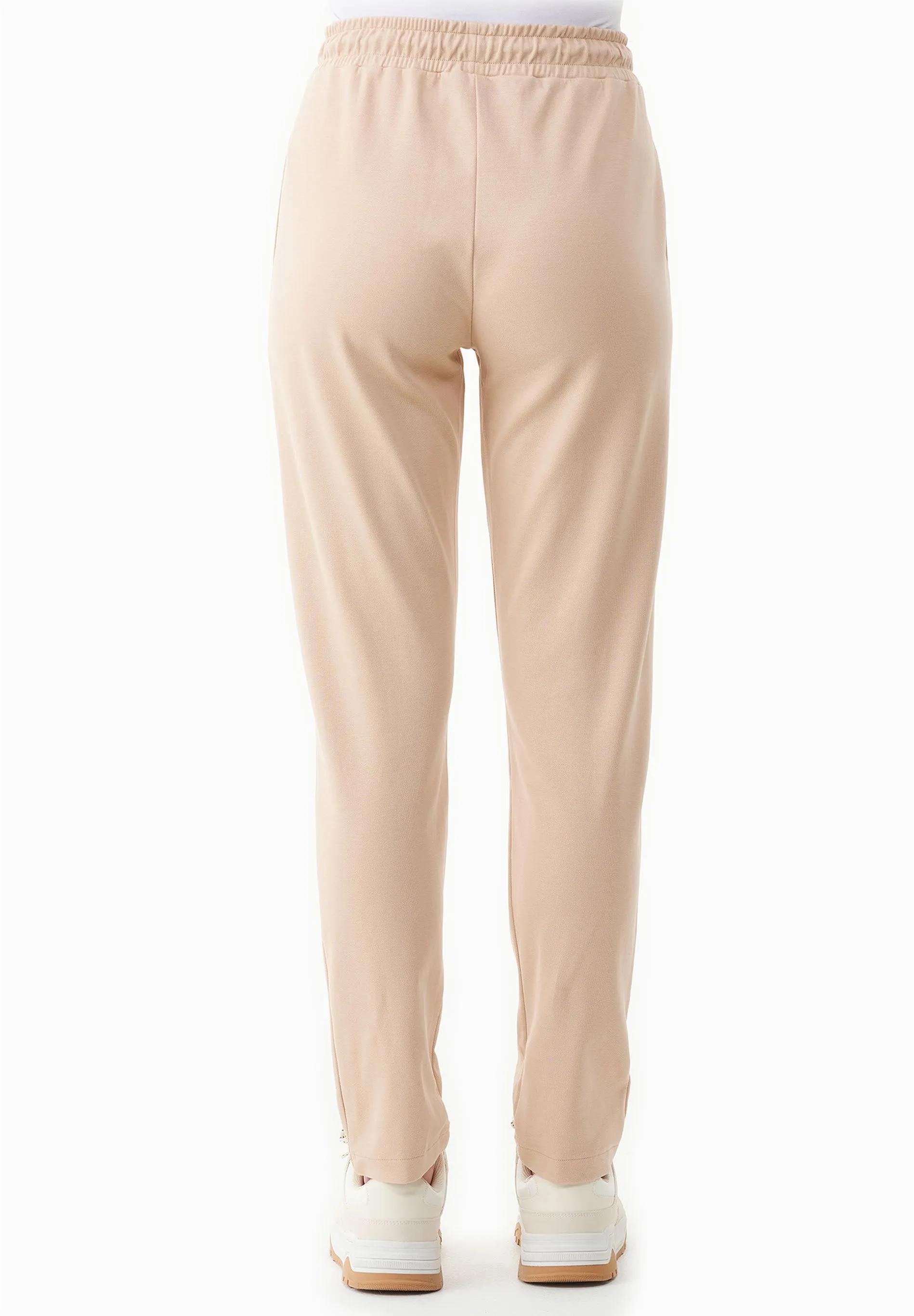 Women's Light Organic Cotton Interlock Sweatpants Soft Beige