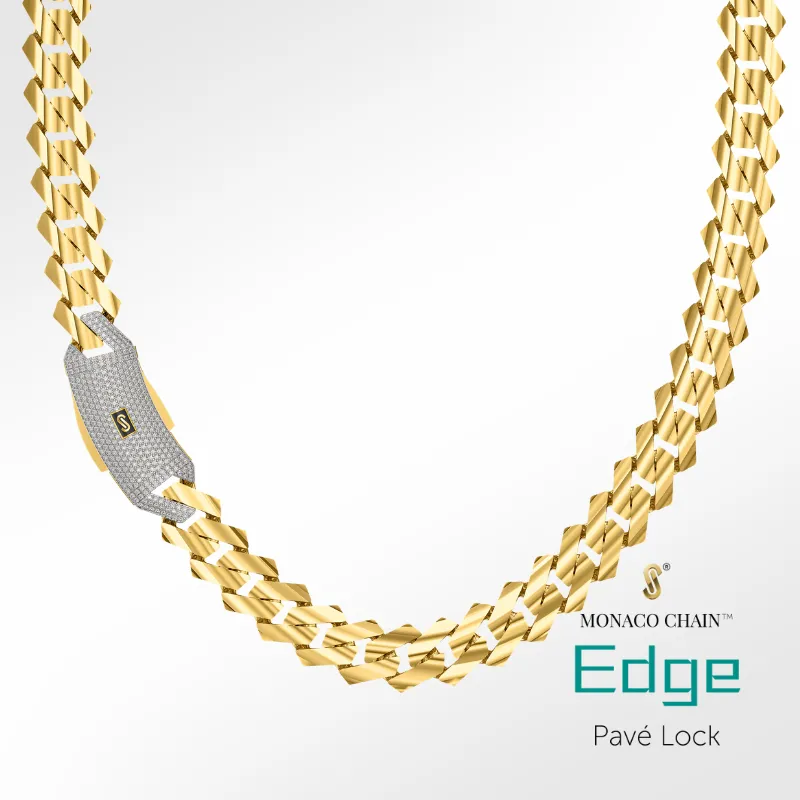 Women's Necklace/Choker - Monaco Chain EDGE Pavé Lock