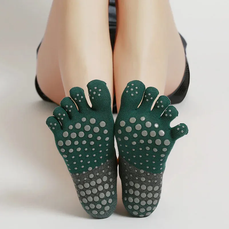 Women's Non-Slip Yoga Socks – Breathable, Five-Toed Cotton Socks for Pilates