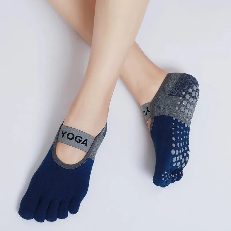 Women's Non-Slip Yoga Socks – Breathable, Five-Toed Cotton Socks for Pilates
