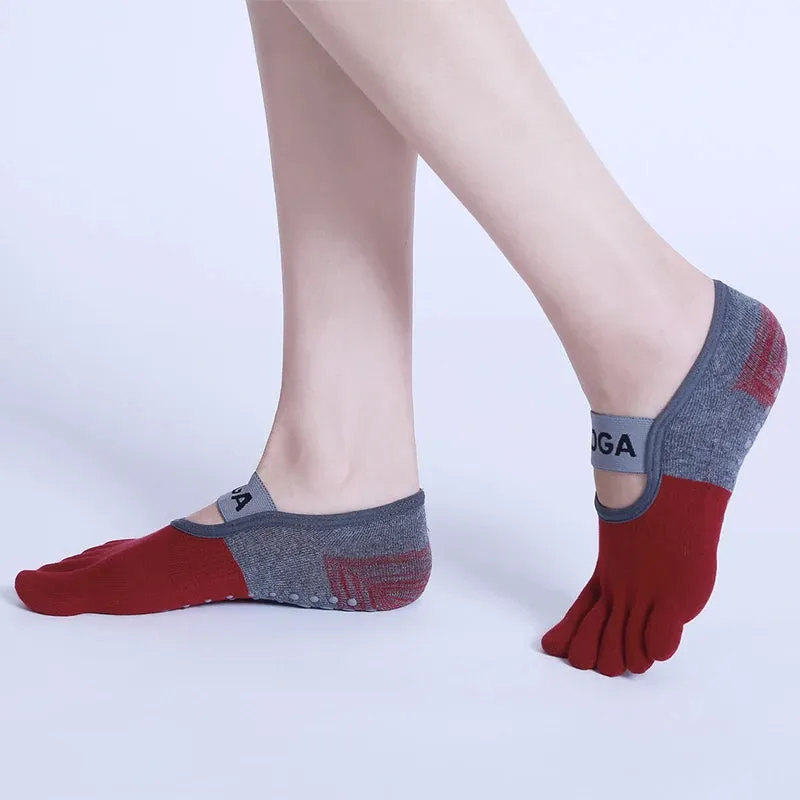 Women's Non-Slip Yoga Socks – Breathable, Five-Toed Cotton Socks for Pilates