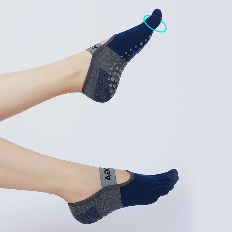 Women's Non-Slip Yoga Socks – Breathable, Five-Toed Cotton Socks for Pilates